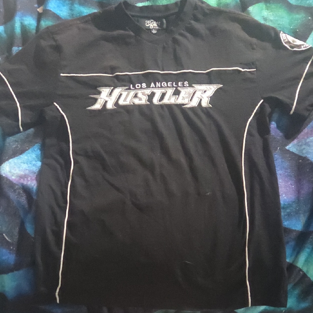 Hustler Hollywood Los Angeles Black Tee with White Details